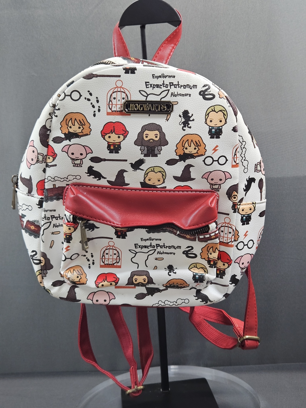 Harry Potter Allover Chibi Pattern Faux Leather Tote Bag Mini Backpack